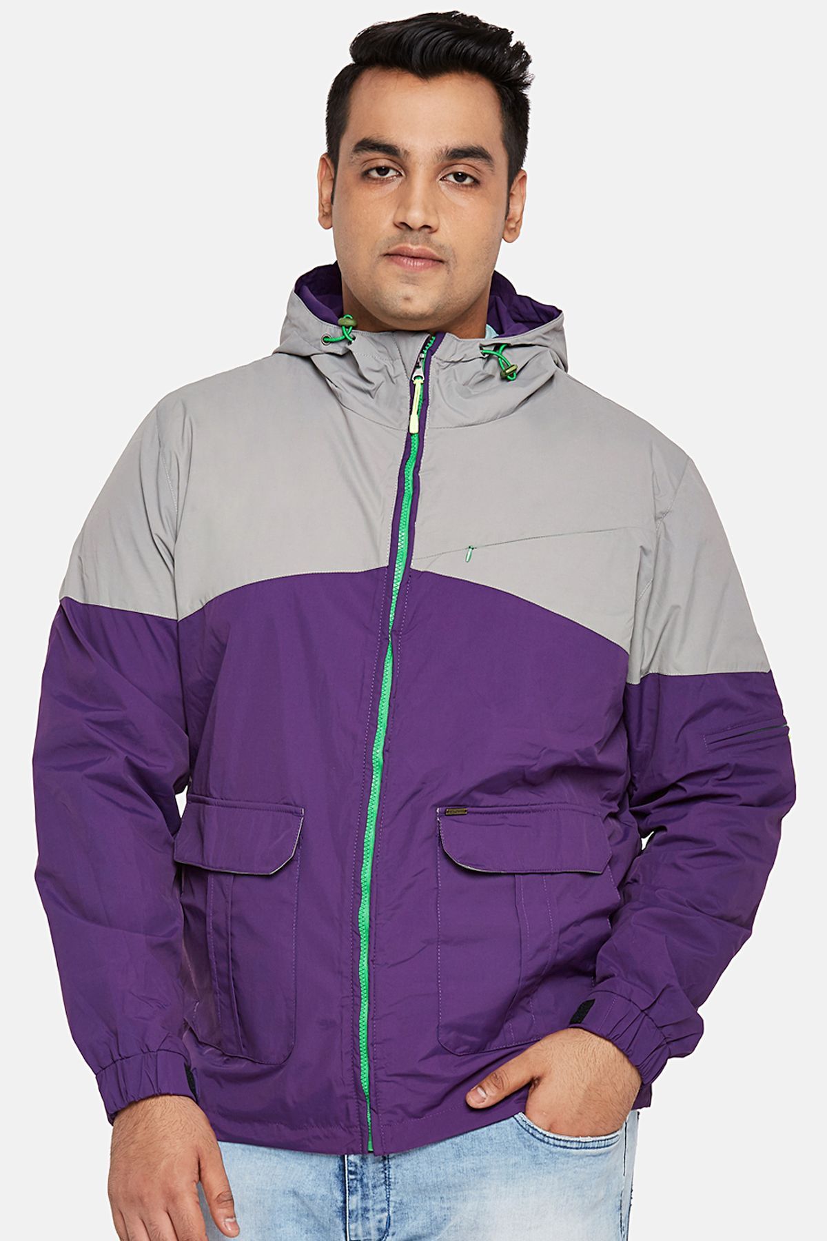 Purple & Grey Plus Size Waterproof Ski Jacket | Men
